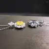 Chaînes 1 ct Mariage Jaune Moissanite Diamant Collier 18K 750 Couleur Blanche VVS H006 avec un certificat