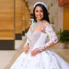 Роскошное арабское свадебное платье Дубая 2024 с иллюзией шеи и кружевными хрустальными бусинами с длинными рукавами Свадебные платья Vestidos De Noiva на заказ