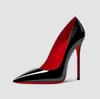 Buty dla kobiet czerwone lśniące dna wysokie obcasy seksowne spiczaste palce czerwone podeszwy 6 cm 8 cm 10 cm 12cm marki pompki ślubne buty nago czarne lato z torbą na kurz 34-44