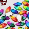 Micui 100 Pz 9 20mm Doppio colore Occhio di cavallo Strass acrilico Pietre di cristallo Cucito Gemme con retro piatto per abiti Abito da cucire ZZ476242I