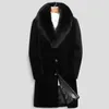 Fourrure pour hommes fausse fourrure mi-longueur manteau en fausse fourrure hommes hiver épais chaud à manches longues mince col de fourrure marques de luxe vestes manteau de fourrure noir 231024