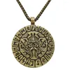 Pendentif Colliers Odin Amulette Raven et Wolf Talisman Bijoux Viking Runes Hommes Collier avec symbole gravé sur le dos