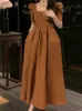 Basic Casual Dresses Women Summer French Elegant Midi Party Dress Ladies Slim Vintage A-Line Prom Vestidos Femme Birthday Robe Clothes New YQ231025