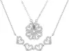 Colar com pingente conversível em prata esterlina em formato de coração e trevo de quatro folhas, joias com cristais para mulheres e meninas