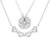 Sterling Silver Heart Shaped och Four Leaf Clover Cabriolet Pendant Halsband Kristaller smycken för kvinnor flickor