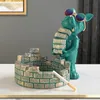 装飾的なオブジェクト図形の建物ビルダーフレンチブルドッグバロー犬像ライブルーム装飾樹脂彫刻テーブル装飾飾り装飾犬の置物231025
