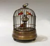 new Collectible Decorate Old Handwork Copper Two Bird In Cage Mechanical Table Clock1804322