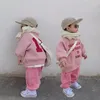 Ensembles de vêtements rose deux pièces enfants ensemble deux pièces sports d'hiver bébé filles pull anniversaire vacances tenues pour femmes