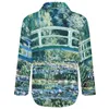 Kvinnor Bluses Water Blus Claude Monet Estetic Graphic Casual Womens Basic Shirt Summer Long Sleeve Oversized Tops