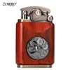 Feuerzeuge Zorro Rocker Kerosin Feuerzeug Palisander Holz Retro Kupfer Old Nine Doors Kreative Mahagoni Zigarette Herren Geschenk