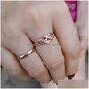 Band Rings Wave Shape Cubic Zirconia Finger Wedding Rings For Women Rose Gold Color Fashion Brand Christmas Day Gift Jewelry R334 R226 Otfj8