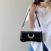 Small Design Women's Bag Moon Lock Buckle Shoulder Bag Black Underarm Bag Fashion Trend Crossbody Bag
