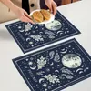 Tapetes de mesa lua e flores 01 placemat personalizado exclusivo algodão linho jantar boêmio almofada tigela copo tapete decoração para casa 6.20wjy