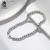 Charm Bracelets ORSA JEWELS 925 Sterling Silver 4mm Bead Ball Strand Chain Bracelet for Women Trendy Beads Bracelets Jewelry Wholesale SB103 Q231025