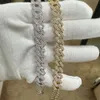 Iced Out Sterling Silver Men Chains Colar Diamante Vvs1 8.5mmDuas Linhas Moissanite Cuban Link Chain