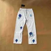 Mens Designer jeans Mens Jeans Chromes Coração Longo Moda Calças Jogger Denim Impresso Roupas Hop Krolls Love Pant Homens Jeans ABC