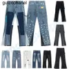 2023 New 23ss Mens Designers Flared Jeans Spliced Flared Jeans Distressed Ripped Slim Fit Denim Trousers Mans Streetwear Washed Pants