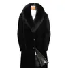 Fourrure pour hommes fausse fourrure mi-longueur manteau en fausse fourrure hommes hiver épais chaud à manches longues mince col de fourrure marques de luxe vestes manteau de fourrure noir 231024