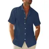 Erkekler Sıradan Gömlek Erkekler Yaz Guayabera Küba Plajı Tees Kısa Kollu Elbise Gömlek Bluz Üst Moda Nefes Alabilir T-Shirt