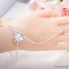 Chain Lotus Armband Ring One Chain Jewelry for Women Crystal Matching Armband Bangles For Women Valentines Day Gift Mujer R231025