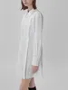 Casual Dresses Women's White Blue Shirt Dress Single-Breasted Simple Spring Summer 2023 Lagen Long Sleeved Wind Down Collar Short Robes