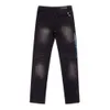 Elastisk designer jeans herr mode mens höst vinter nya lila smala passform liten fot broderad hål tight byxor mode jean amiiris r74s