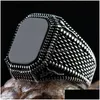 Band Rings Handmade Turkish Ring For Men Vintage Double Swords Black Zircon Rings Punk Islamic Relius Muslim Jewelry Drop Delivery Dhg Otdut