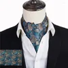 Bow Ties Ikepeibao Mens Luxury Black Paisley Floral Cravat Silk Ascot Scarf Tie