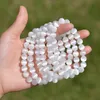 Bracciale in selenite in pietra naturale da 8 mm. Perle di energia per il potere curativo della pietra preziosa. Bracciale con perline rotonde in pietra elasticizzata elastica