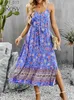 Podstawowe swobodne sukienki Nowe w Viscose Bohemian Dress Women 2023 Summer Sundresses With Side Split Vacation Beach Long Slip Boho Odzież YQ231025