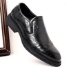 Dress Shoes Brogue Leather British Style Business Gentleman Formal On The Shift Comfortable Casual Men's