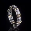Profesjonalny wiek Diamonique CZ symulowany diamond 10KT Whiteyellow Gold Expled Wedding Pround Cross Pierścień Rozmiar 5-12