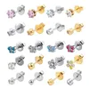 Brincos de parafuso prisioneiro 12 pares de aço cristal brinco jóias orelha piercing studs cores misturadas forma sortidas estrela coração lua pérola 20 calibre