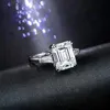 Colorfish Luxury Asscher klippte tre stenförlovningsring 3 karat lysande syntetiska nscd kvinnor 925 sterling silver vigselring j234x