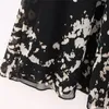 Casual jurken 2023 uitgesneden midi-jurk vrouw herfst vintage print lange dames zwarte mouwen elegante en mooie dames