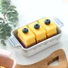 Plates Double Ear Ceramic Plate Household Solid Color Round Dessert Bowl Rectangular Baking Dish Cake Snack Fruit Platter