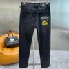 Herr jeans 2023 mode män höst vinter casual svart mjuk stretch blyerts byxor pumpa mönster denim byxor