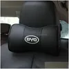 2Pcs Car Neck Pillow Genuine Leather Pillows Cushion Seat Head Rest For Ds Tesla Jeep Land R Subaru Kia Drop Delivery