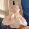 Vêtements de chien élégant Bowknot robe de mariée chiot princesse fleur brodée luxe design vêtements pour petits chiens fête bal