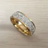 High quality 316L Stainless Steel gold white diamond wedding ring rhinestone engagement Ring for Women girls Lovers 215z