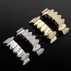 Novo hip hop micro cz dentes grillz prata ouro hiphop dentes grillz superior inferior grills bling jóias presentes