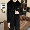 Trenchs de hommes manteaux de luxe hommes hiver grand col noir longue veste pour froid doux manteaux chauds père mari manteau en duvet