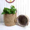 Planters Pots Natural Wicker Planter Basket Flower Pot Home Garden Decor Laundry Bucket Dirty Clothes Storage Baskets Toy Holders FU 231025