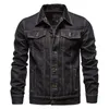 Mensjackor Spring Men Solid Lapel Denim Fashion Motorcykel Jeans Hommes Slim Fit Cotton Casual Black Blue Coats 231025