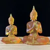 Decorative Objects Figurines Transparent Sitting Buddha Statue Zen Gesture Thai Buddha Resin Figurine Sculpture Home Office Feng Shui Decoration Ornament 231025