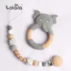 Soothers Teethers Elephant Silicone Pendant Baby Pacifier Clip Personalised Name Pacifier Chain Beech Beads Teething Soother Chew Dummy Clips 231025