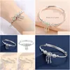 Bangle New Trendy Sier Color Feather Armband smycken grossist Square Cross Heart Simple Fashion Women Armband Birthday Present Dr Dhg Otweo
