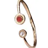 Charm Women Jewelry Gold Bangle Simple Double Flipped Beimu Agate Opening Design Fashion