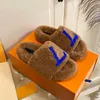 Top Designer Chaussures filles Women Furry Slippers Luxury Fur slides  Fuzzy Platform Slipper