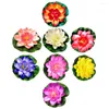 Flores decorativas 8 pcs flor de lótus artificial plástico lírios de água decoração branca simulação piscina azul